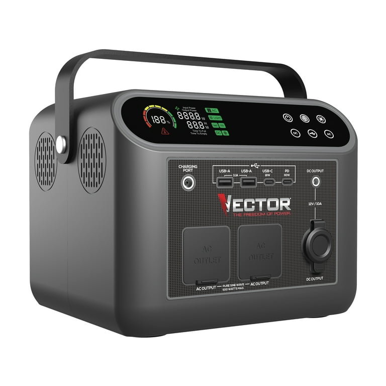 Vector VECLIPS4 444 WH, 500 Watt Powerstation, with AC, USB and DC