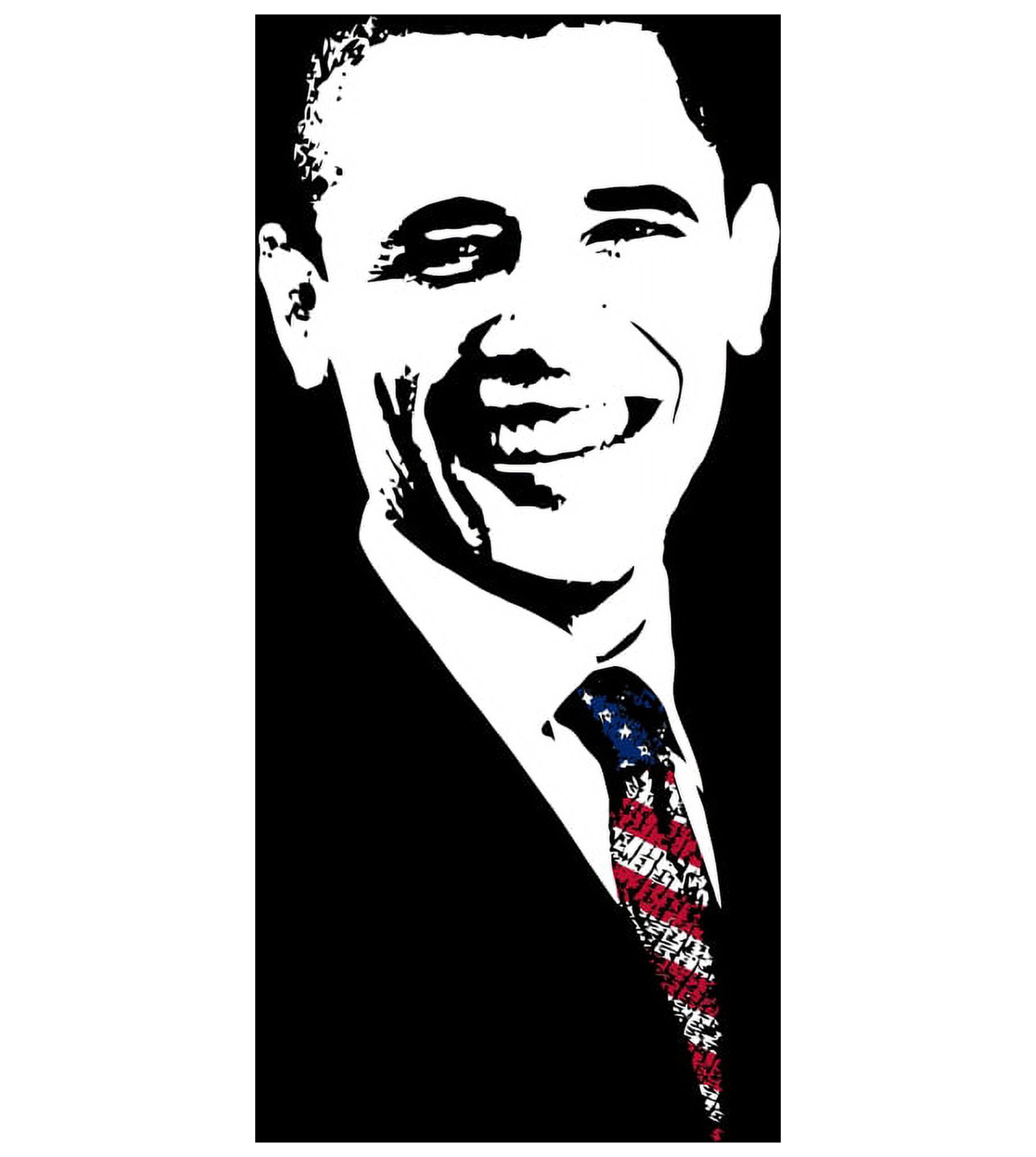Vector artwork of President Barack Obama wearing a flag tie Canvas Art - John ParrotStocktrek Images (14 x 15)