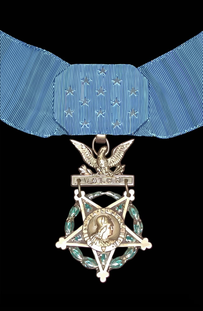 Vector illustration of the Medal of Honor Canvas Art - John ParrotStocktrek Images (12 x 18)