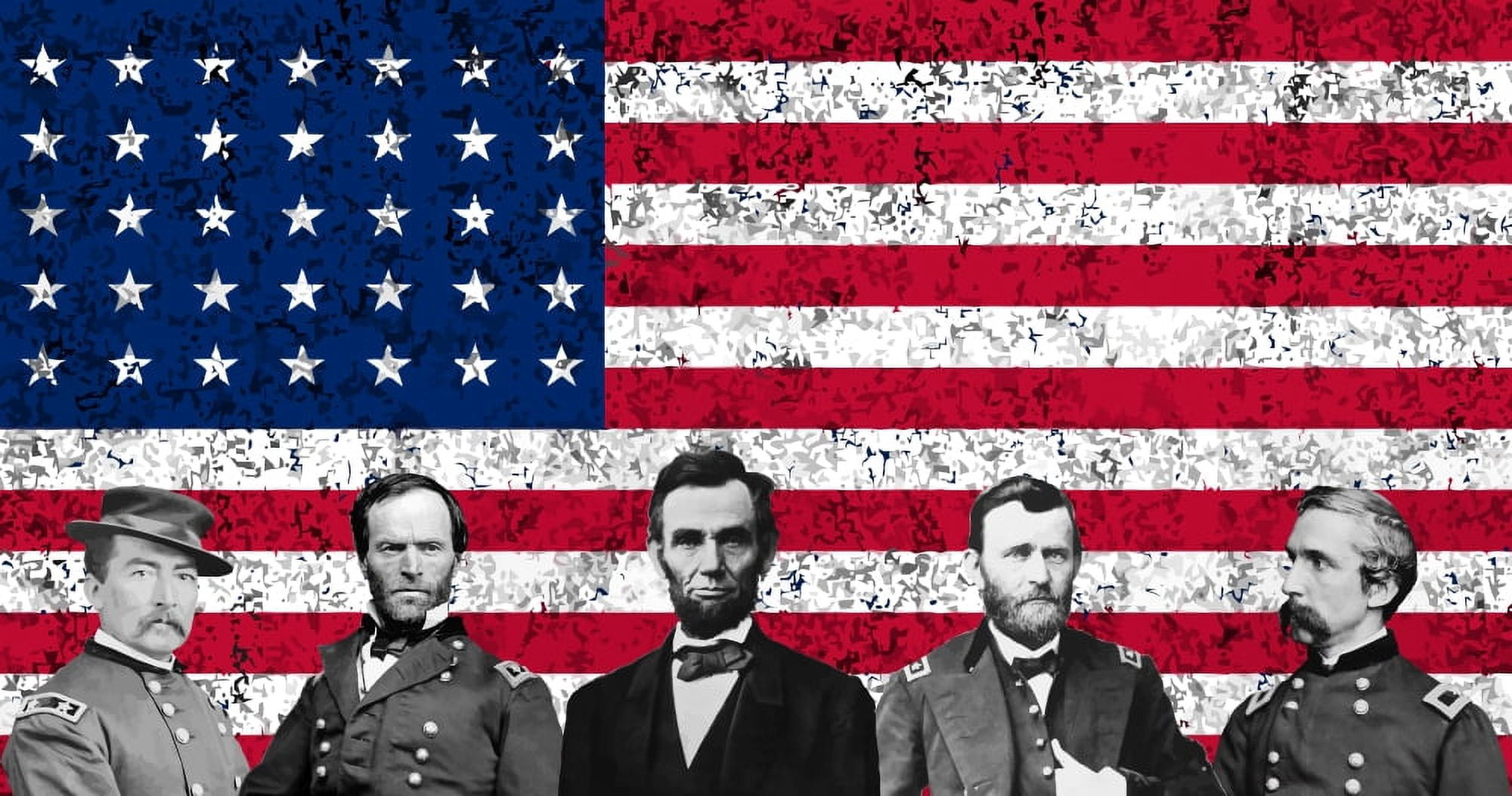 Vector image featuring the top Union Generals of the American Civil War Canvas Art - John ParrotStocktrek Images (39 x 21)