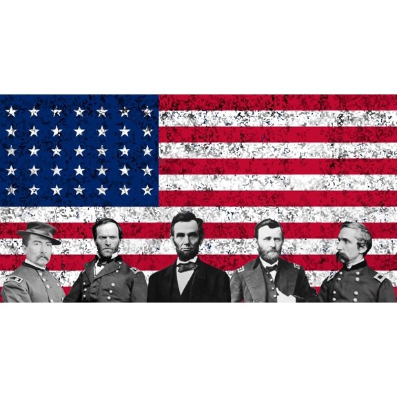 Vector image featuring the top Union Generals of the American Civil War Canvas Art - John ParrotStocktrek Images (39 x 21)