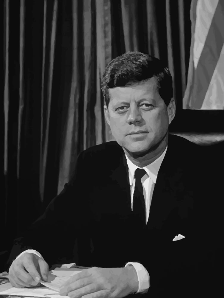 Vector portrait of John F Kennedy sitting at his desk Canvas Art - John ParrotStocktrek Images (13 x 17)