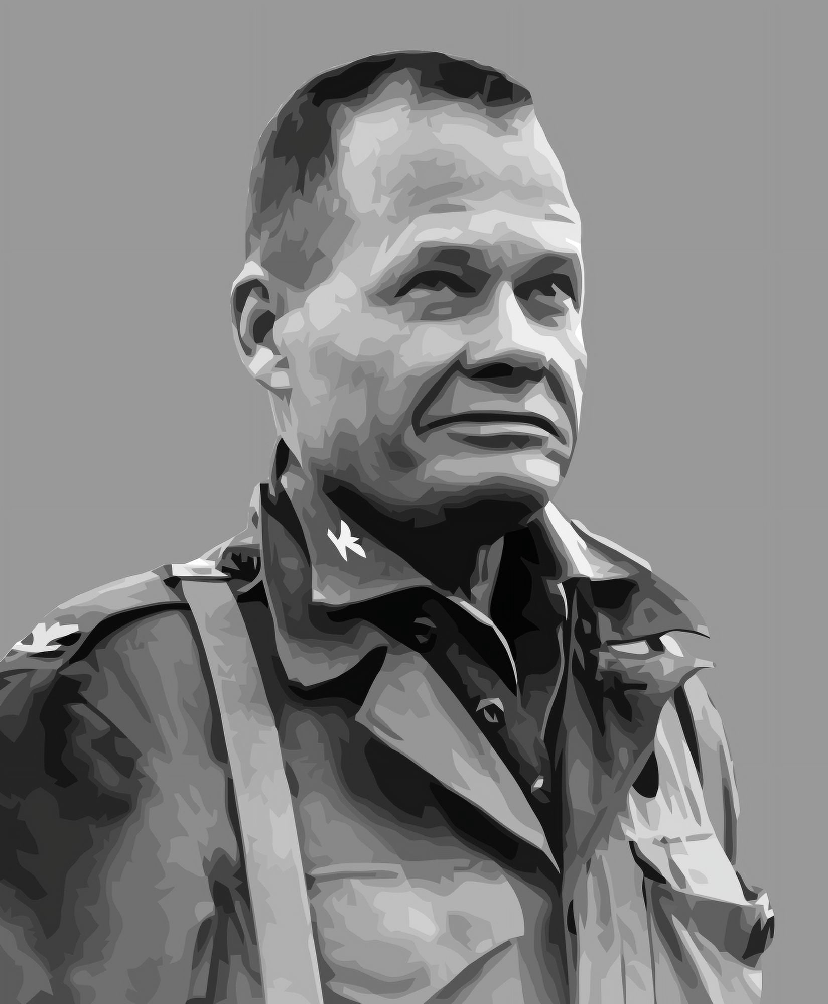 Vector portrait of Lieutenant General Lewis Burwell Chesty Puller Canvas Art - John ParrotStocktrek Images (26 x 31)