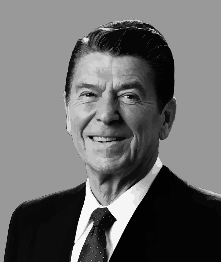 Vector portrait of Ronald Reagan Canvas Art - John ParrotStocktrek Images (13 x 16)