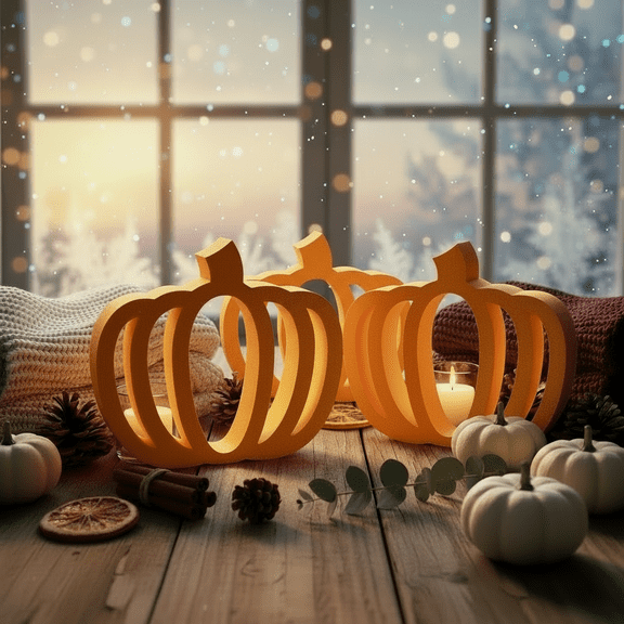 VectorDesignsArizona Minimalist Pumpkin Figurine, 3D Printed Fall Decor, Black Beige White Orange Options