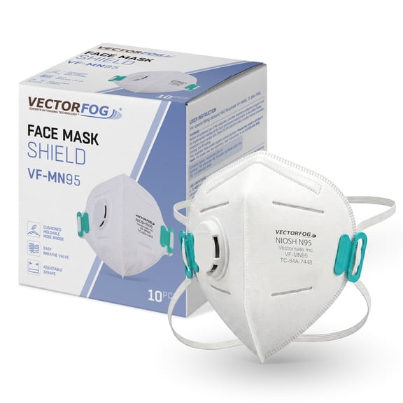Vectorfog Particulate Dust Mask with Exhalation Valve, Adjustable Straps & Comfort Nose Bridge for Construction and DIY (10-Pack)