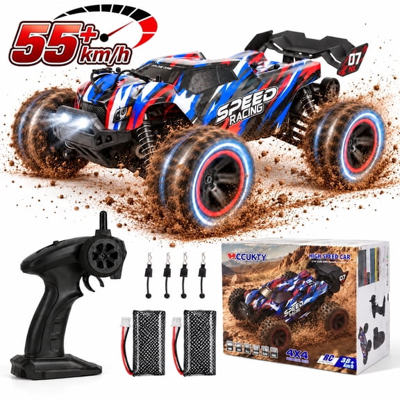 1:14 4WD High Speed RC Car 36+ MPH, Remote Control Truck with 2 Batteries, 52 Mins Runtime, 853-984 ft Controller Range, LED Lights, Hobby Gift for Adults and Boys