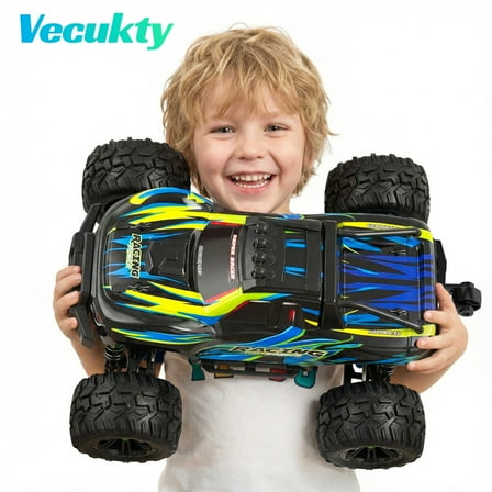 Vecukty 1:16 Scale High Speed Remote Control Car，45+ KPH High Speed，All Terrain 4WD Off-Road Truck with 2.4 GHz Remote Control & 2 Batteries ，Gift for Adults Boys，Green