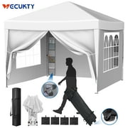 Vecukty 10' x 10' Sturdy Pop Up Canopy Tent with Removable Sidewalls, High Density Oxford, Waterproof Windproof Outdoor Shade Canopy, Instant Portable Shelter for Outdoor Wedding Picnics Camping-White