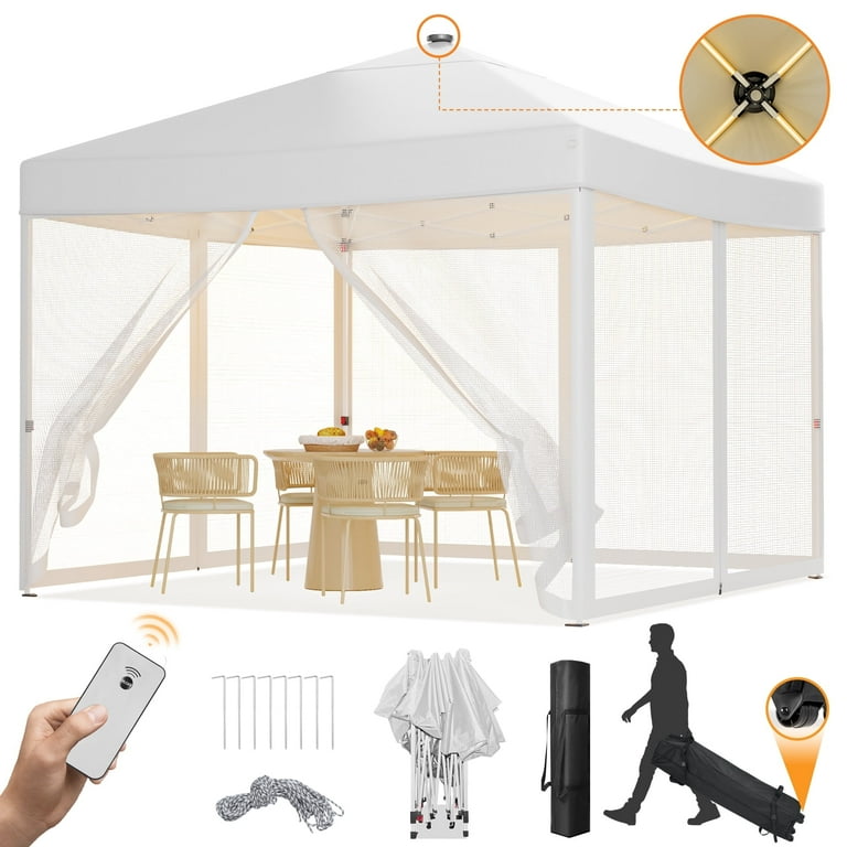 Vecukty 10x10ft Pop Up Canopy Tent with Removable Mesh Mosquito