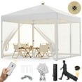 thumbnail image 1 of Vecukty 10'x10' Pop-Up Canopy Tent with Mesh Sidewalls & LED Lights, Instant Outdoor Shelter, White, 1 of 12