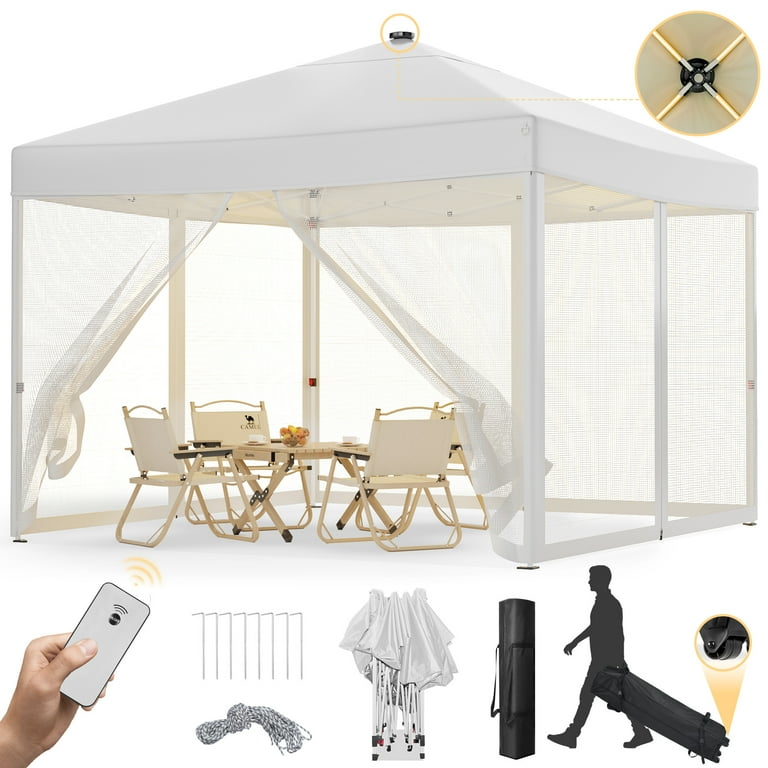 Vecukty 10x10ft Pop Up Canopy Tent with Removable Mesh Mosquito