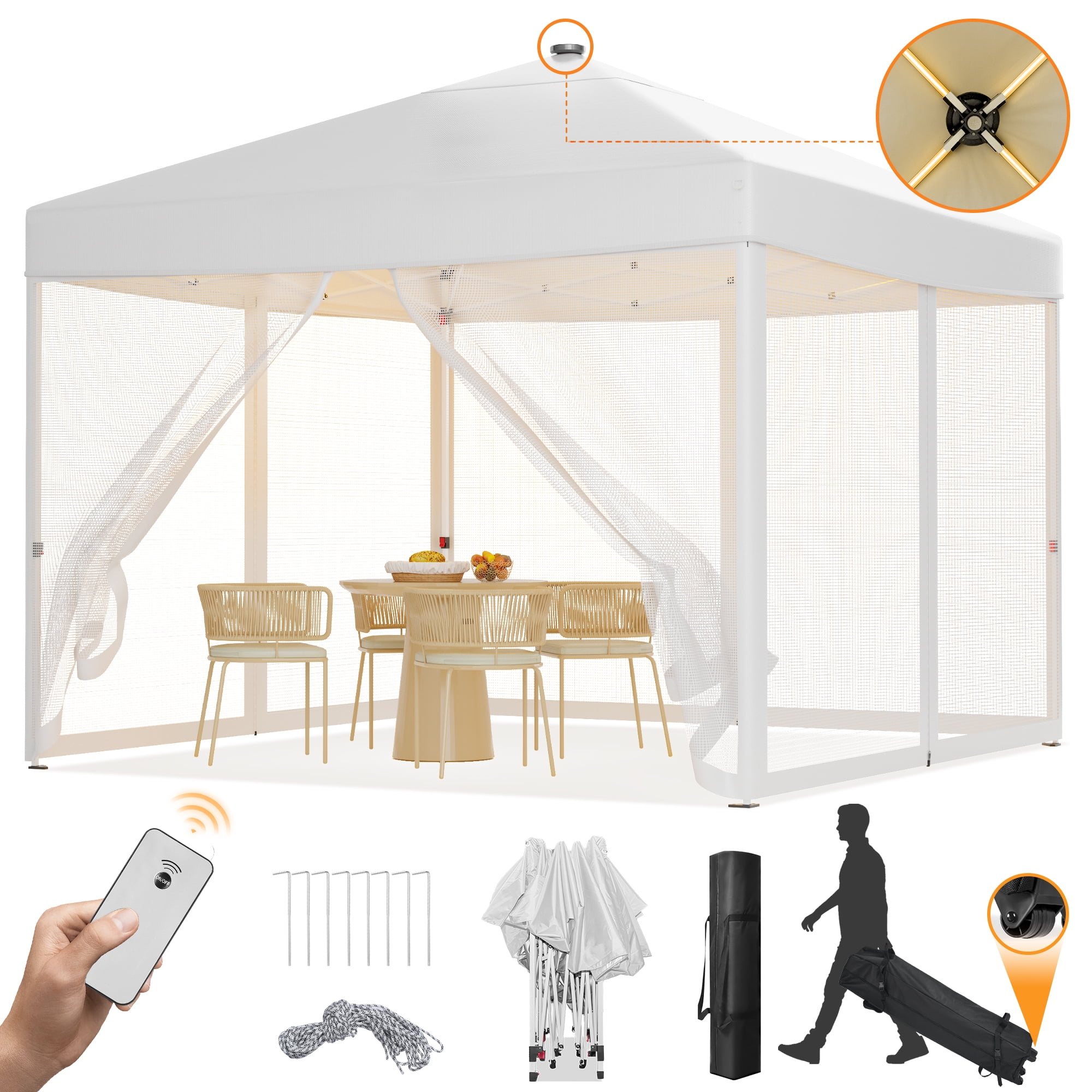 Uyye OVASTLKUY 10 ft. x 10 ft. White Patio Canopy Tent Pop Up