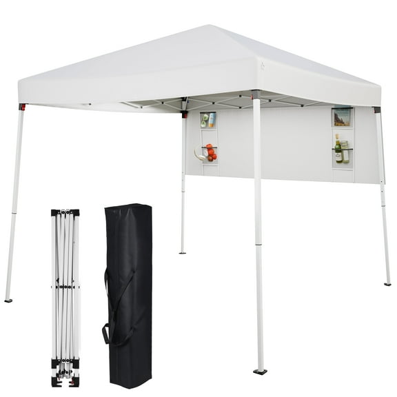 Vecukty 8ft x 8ft Top/10ft x 10ft Base Pop up Canopy Tent With Four Storage Bags For Garden,Beach Instant Tent Carry Bag,White