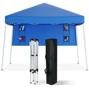 Vecukty 8ft x 8ft Top/10ft x 10ft Base Pop up Canopy Tent With Four Storage Bags For Garden,Beach Instant Tent Carry Bag,Blue