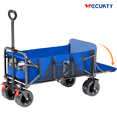 thumbnail image 1 of Vecukty Collapsible Camping Garden Wagon, All-Terrain Tank Wheels for Camping With Extended Tailgate, Sports, Shopping, Beach, Support Up to 330lbs, Blue, 1 of 11