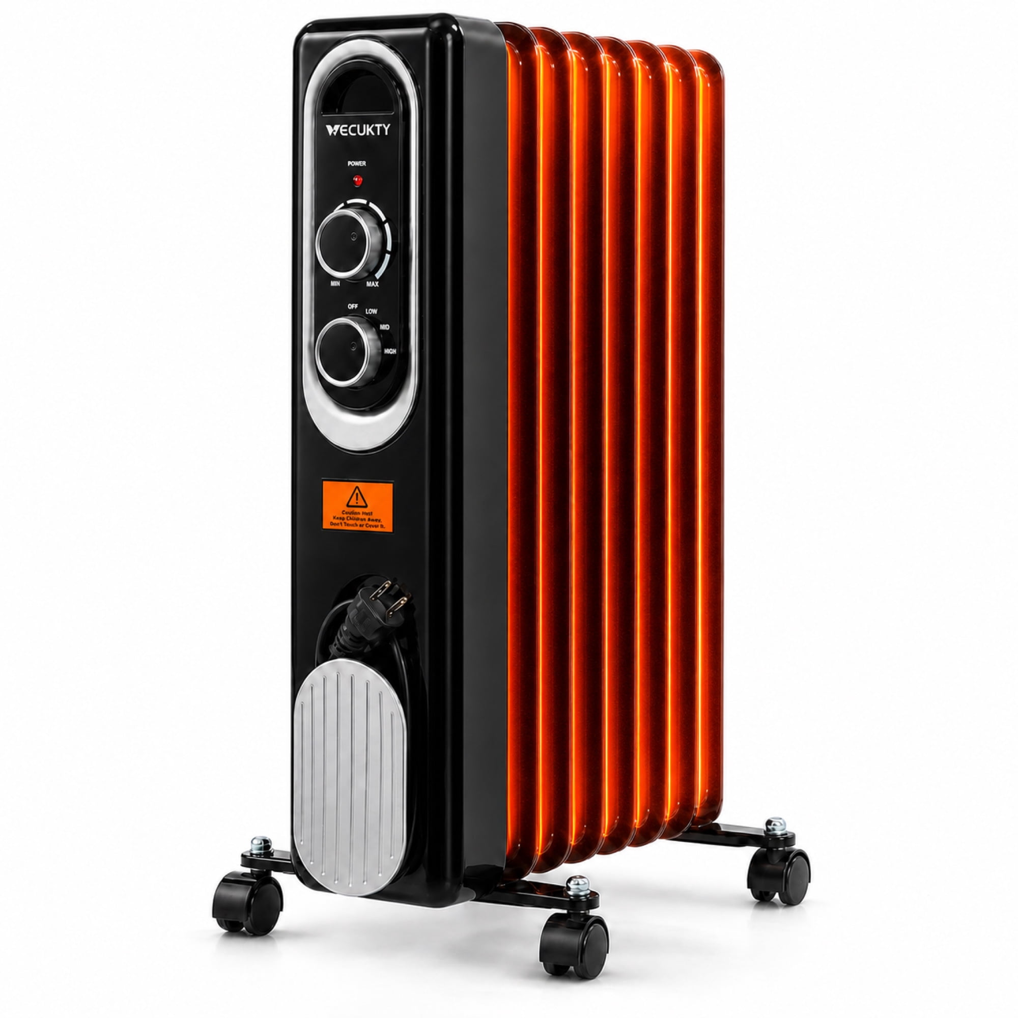 Vecukty Radiator Heater for Large Space, 1500W Electric Oil Filled Radiator, Dual Knobs, 7-Fin Oil Radiator, Quiet Space Heater, 3 Modes, Overheat and Tip-over 