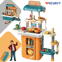 Vecukty Play Kitchen Set for Kids, Kids Pretend Play Kitchen with Lights and Sounds, 49Pcs Toy Kitchen Cooking Set Accessories for Toddlers Girls Boys Gift,Yellow