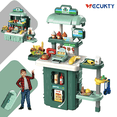 thumbnail image 1 of Vecukty 38Pcs Pretend Play Supermarket Set for Kids, Toy Shopping Cart with Food Accessories, Cash Register Role Play Kit, Gift for Girls Boys, 1 of 7