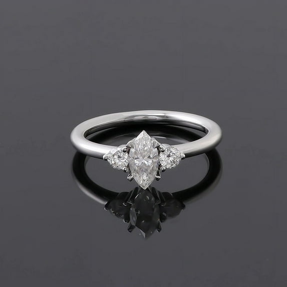 Veda Jewel 1.3 Ct Marquise Cut Diamond Engagement Ring - Unique 14K White Gold Plated Three Stone Design - Stunning Wedding Ring for Women - A Timeless Symbol of Love for Your Special Day
