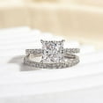 thumbnail image 1 of Veda Jewel 1.4 Ct Princess Cut Engagement Ring – Lab-Created Simulated Diamond in Bridal Set with Prong Setting – 14K White Gold Plated Wedding Gift Jewelry for Women, 1 of 3