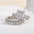 thumbnail image 1 of Veda Jewel 1.6 Ct Lab Created Diamond Wedding Engagement Ring Set - 14K White Gold Plated Cushion Cut Bridal Ring Set - Hidden Halo Ring Set with Band for Brides, 1 of 3