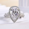 thumbnail image 1 of Veda Jewel 1.6 Ct Pear Cut Lab Created Diamond Ring for Women - Halo Engagement Ring in 14K White Gold Plated - Elegant Wedding Anniversary Jewelry Gift - Lovely Proposal Present for Her, 1 of 3