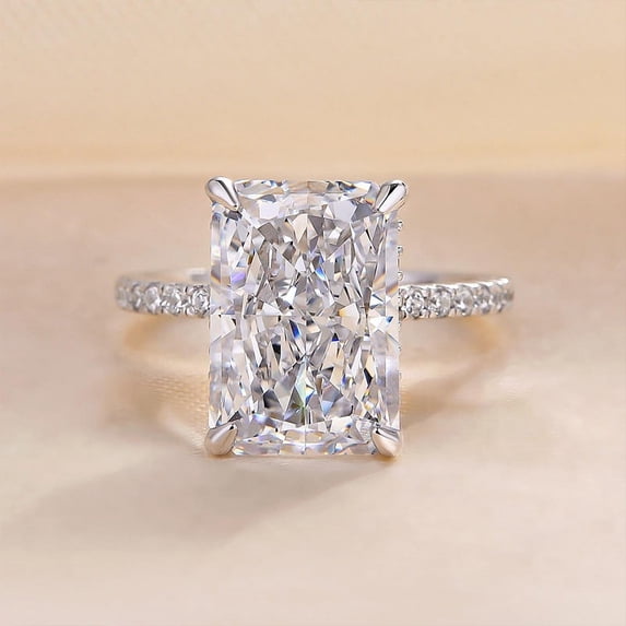 Veda Jewel 1.6 Ct Radiant Cut Lab Created Diamond Ring - 14K White Gold Plated Stunning Solitaire Design for Women - Ideal Engagement Wedding Ring and Elegant Gift for Anniversaries