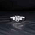 thumbnail image 1 of Veda Jewel 1.7 Ct Emerald Cut Lab Created Diamond 3-Stone Ring – 14K White Gold Plated Engagement, Wedding & Anniversary Band for Women – Elegant Symbol of Everlasting Love, 1 of 3