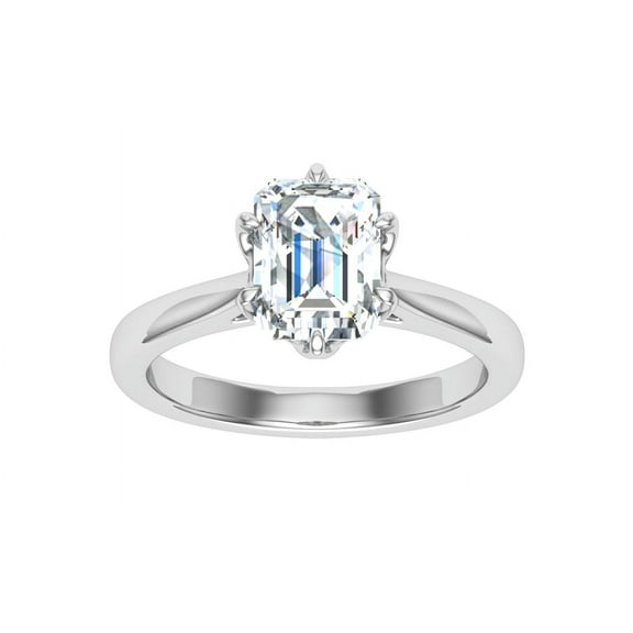 Veda Jewel 1.76 Ct Emerald Cut Simulated Dimaond Solitaire Ring - 14K White Gold Plated Wedding Engagement Ring - Chic Design Prong Set Ring - Ideal Gift for Her on Any Special Occasion