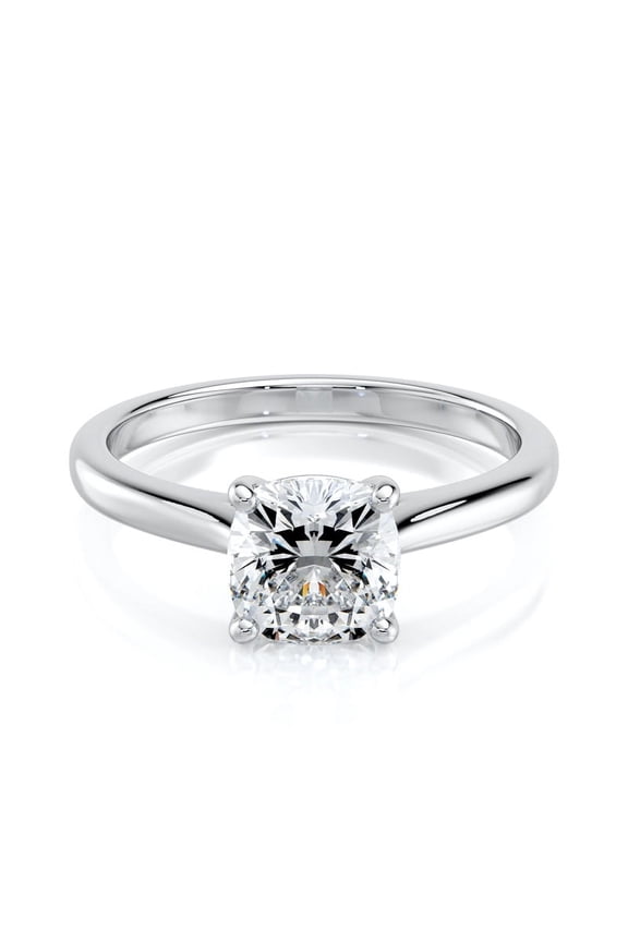1.86 Ct Cushion Cut Solitaire Engagement Ring for Women - Simulated Diamond in 14K White Gold Plated - Wedding, Engagement & Promise Rings - Elegant Gift for Her