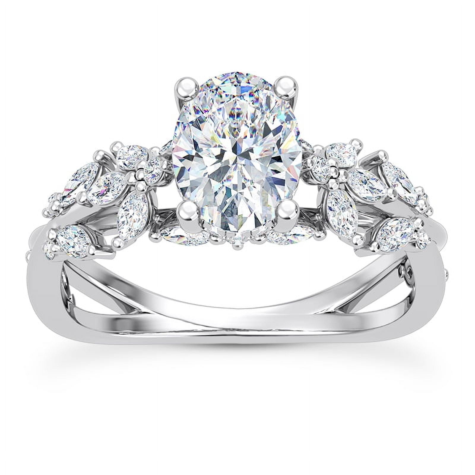 Veda Jewel 1.86 Ct Oval Cut Lab-Created Ring - Butterfly and Bee Vine Twist Solitaire Engagement Ring in 14K White Gold Plated - Wedding Lab-Created Ring for Women - Perfect Promise Rings