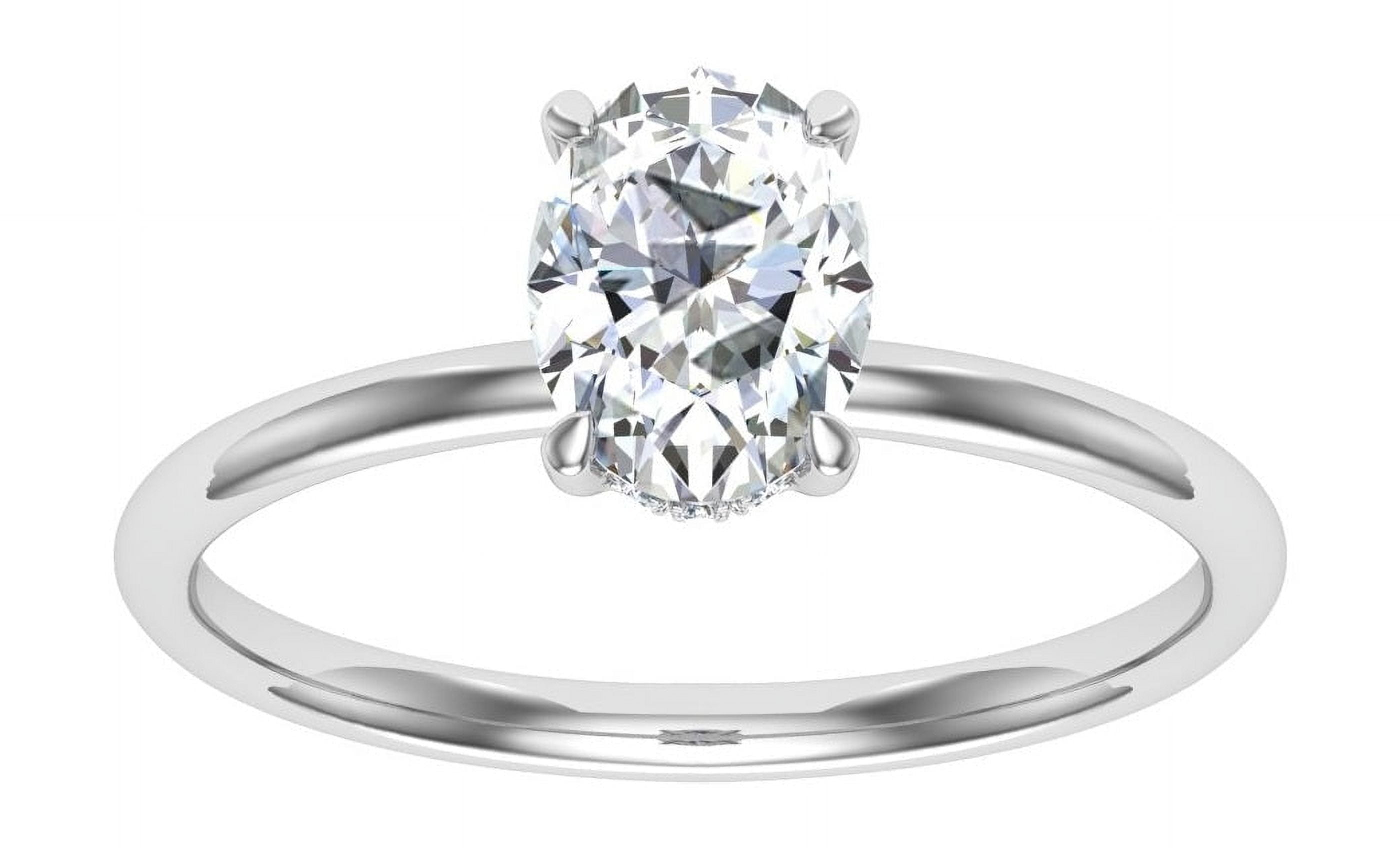 Veda Jewel 1.86 Ct Simulated Diamond Ring - 14K White Gold Plated Hidden Halo Engagement Wedding Ring for Women - Oval Cut Solitaire Simulated Diamond Ring for Her - Gift for Unforgettable Moments