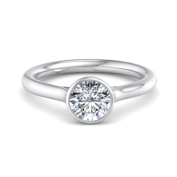 Veda Jewel 14K White Gold Plated 1.58 Ct Round Cut Simulated Diamond Ring - Diamond Bezel Set Engagement Ring for Women - Classic Wedding Ring for Her - Gift for Graduations and Special Occasions