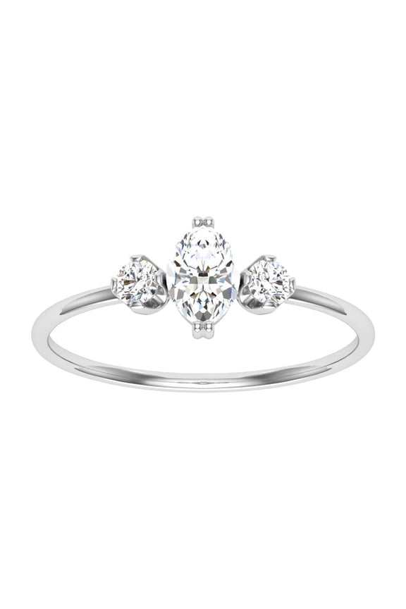 14K White Gold Plated 1.86 Ct Marquise Cut Simulated Diamond Ring - 3 Stone Engagement Ring for Women - Elegant Gift for Her - Ideal for Celebrating Love and Cherished Moments