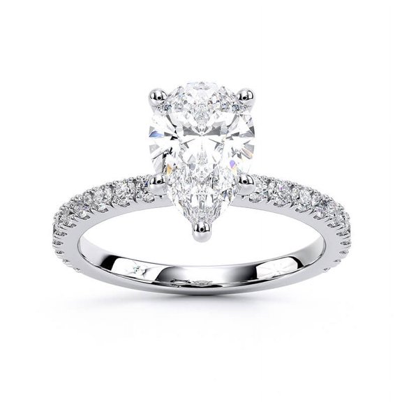 Veda Jewel 14K White Gold Plated Rings for Her - 1.76 Ct Oval Cut Simulated Diamond Rings - Engagement Wedding Promise Ring - 9th Year Anniversary Gifts for Her - Solitaire with Accent Rings