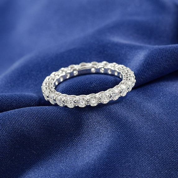 Veda Jewel 14k White Gold Plated Wedding Ring - 1 Ct Round Cut VVS1/D Lab Created Simulated Diamond Eternity Band Engagement Ring for Women's - Cherished Keepsake for Your Heart and Soul