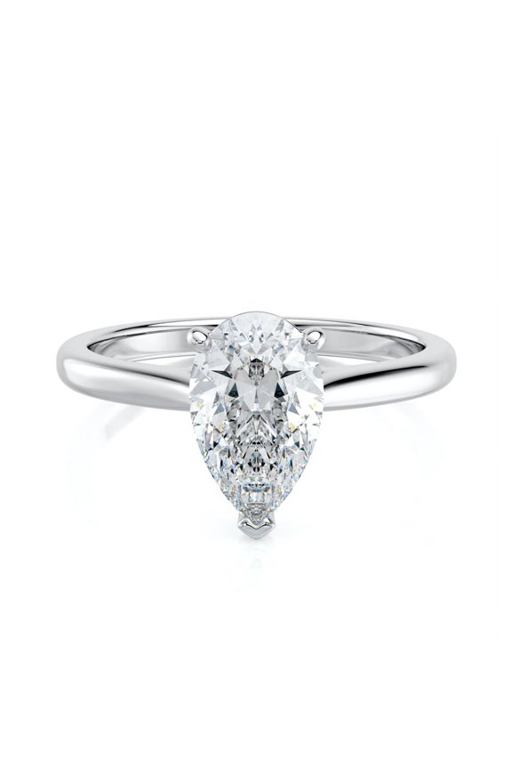 14k White Gold Rings For Women's - 1.39 Ct VVS1/D Pear Cut Simulated Diamond Solitaire Ring - Simple Ring For Her - Solitaire Ring For Her - Christmas Gifts for Her - Party Wear Rings