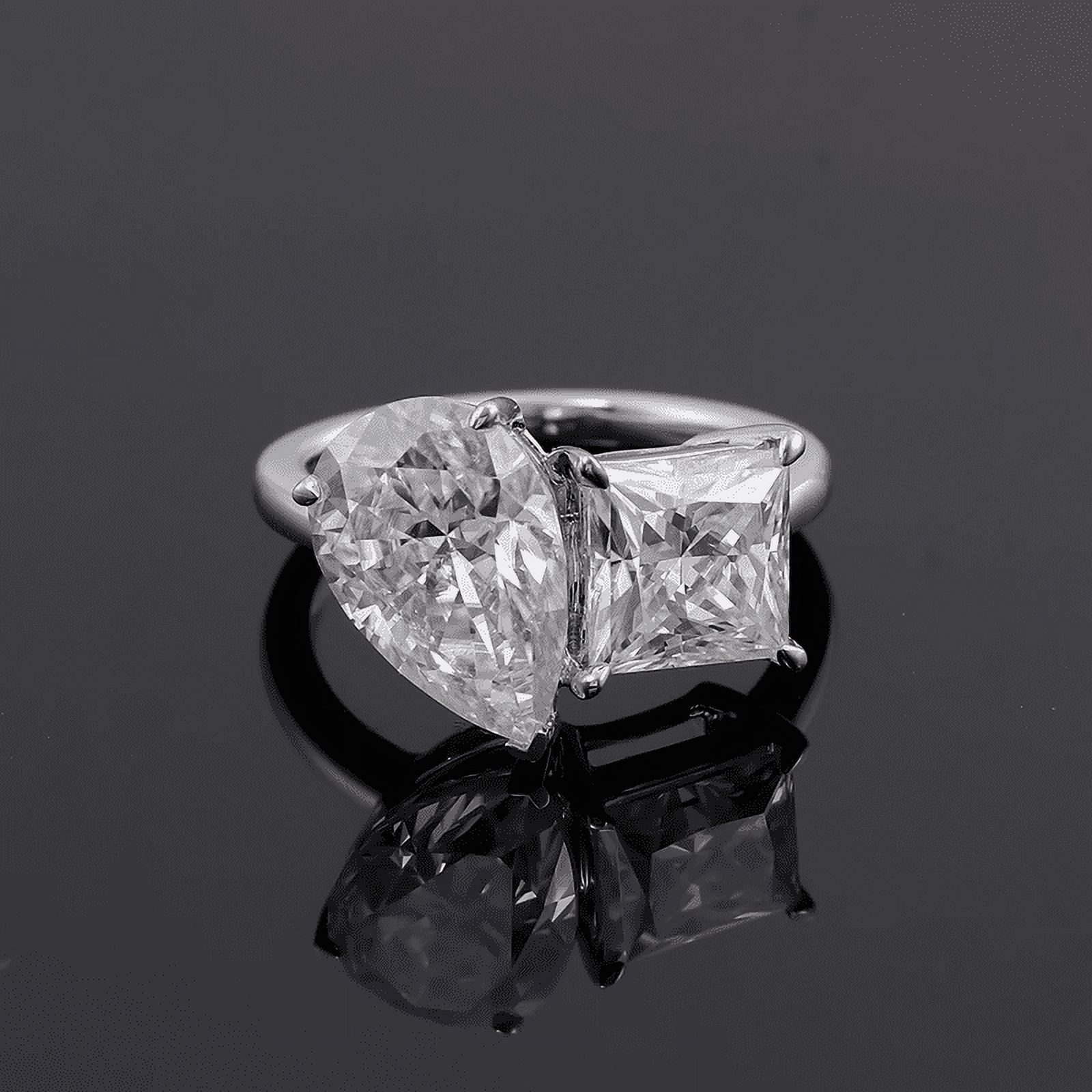 Veda Jewel 2.1 Ct Pear Cut Diamond Ring - 14K White Gold Plated Two Stone Engagement Ring - Simple Design for Women - A Perfect Choice for Celebrating Your Love - Make Every Moment Memorable