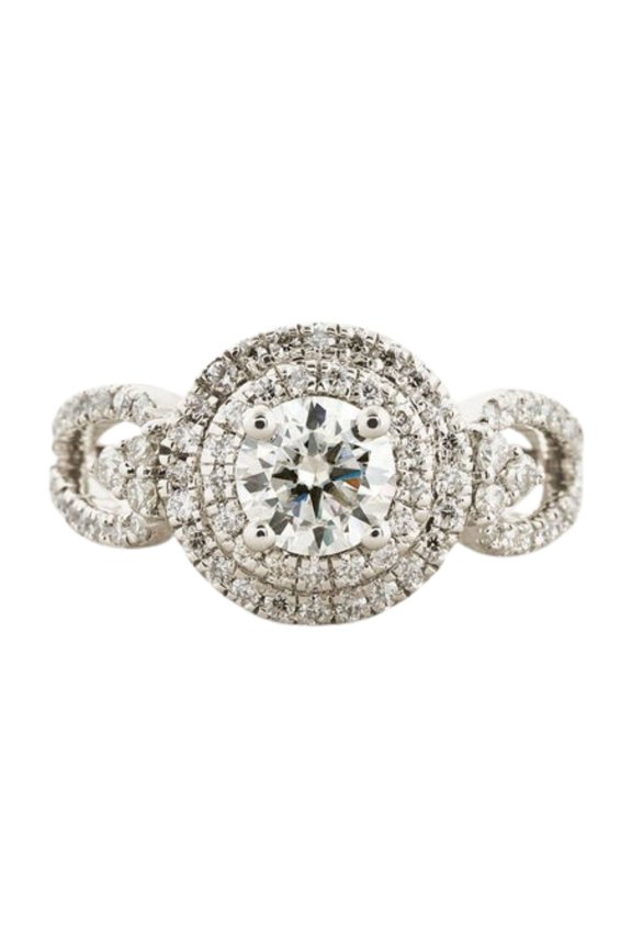 2.32 Ct Round Cut Simulated Dimaond Ring - 14K White Gold Plated Ring - Solitaire with Accents Design Ring - Unique Gift for Her - Captivating Jewelry for Cherished Memories