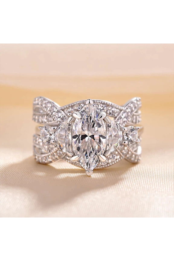 2 Ct Marquise Cut Diamond Ring - 14K White Gold Plated Infinity Criss Cross Design - Wedding Ring for Women - Perfect for Special Occasions and Celebrating Your Love Story