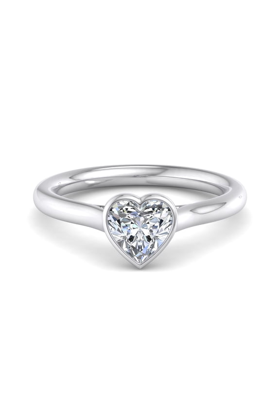 Bezel Set Solitaire Simulated Engagement Rings for Women - 1.67 Ct Heart Cut Simulated Rings - 14K White Gold Plated Wedding Rings for Her - Promise Rings Jewelry for Engagement