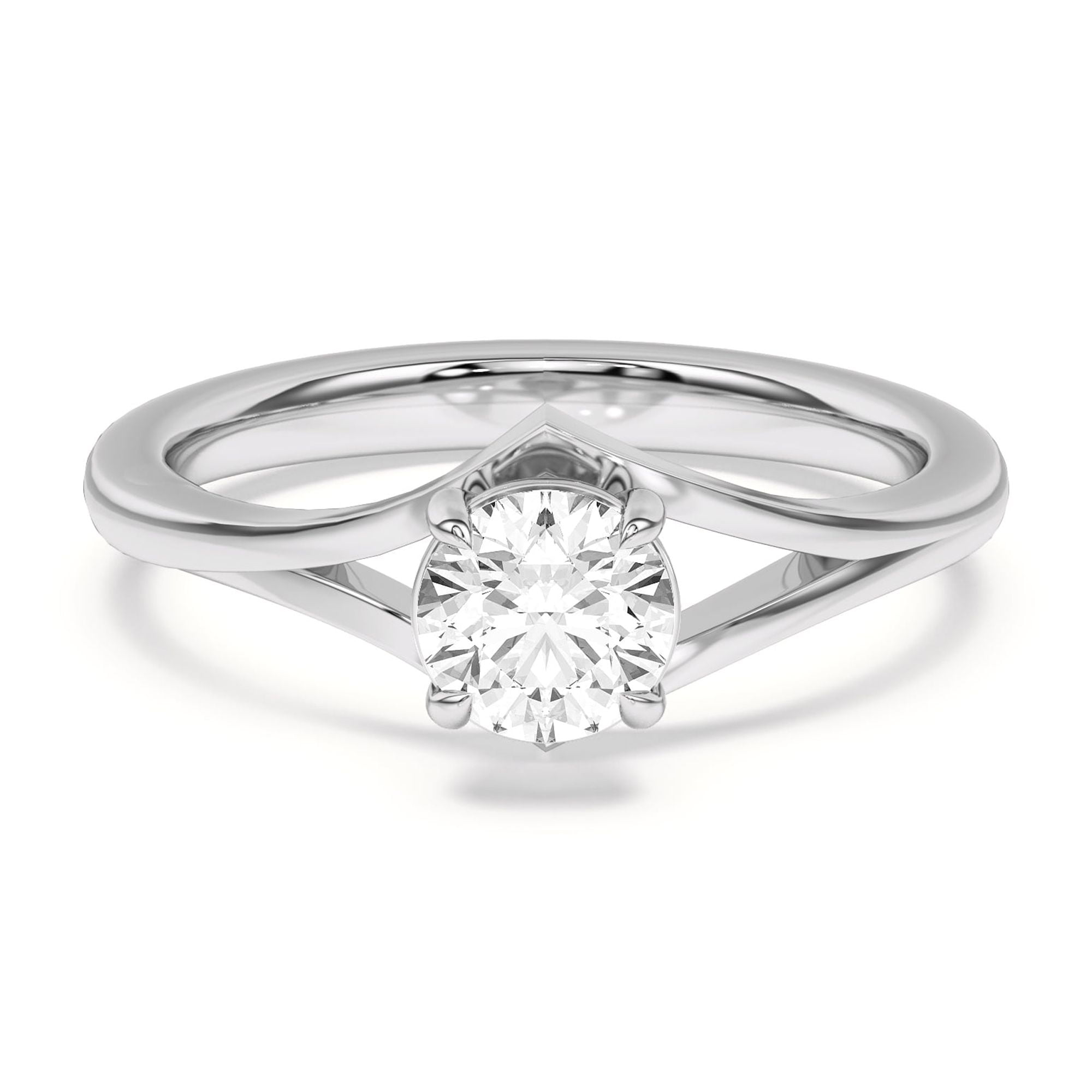 Veda Jewel Chevron Duo 1.76 Ct Round Cut Simulated Rings - Simulated Solitaire Engagement Rings - 14K White Gold Plated Wedding Jewelry for Her - Promise Simulated Rings for Women’s Engagement