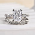thumbnail image 1 of Veda Jewel Engagement Ring Set - 1.7 Ct Radiant Cut Lab Created Diamond Hidden Halo Design - 14K White Gold Plated Set for Women - Gift for Bride - Cherish Love Story, 1 of 3