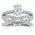 thumbnail image 1 of Veda Jewel Pave Set Oval Cut Lab-Created Engagement Ring for Women's - 1.86 Ct Lab-Created Stone - 14K White Gold Plated Wedding Band - Sophisticated Bridal Jewelry for Her - Statement Rings for Her, 1 of 6