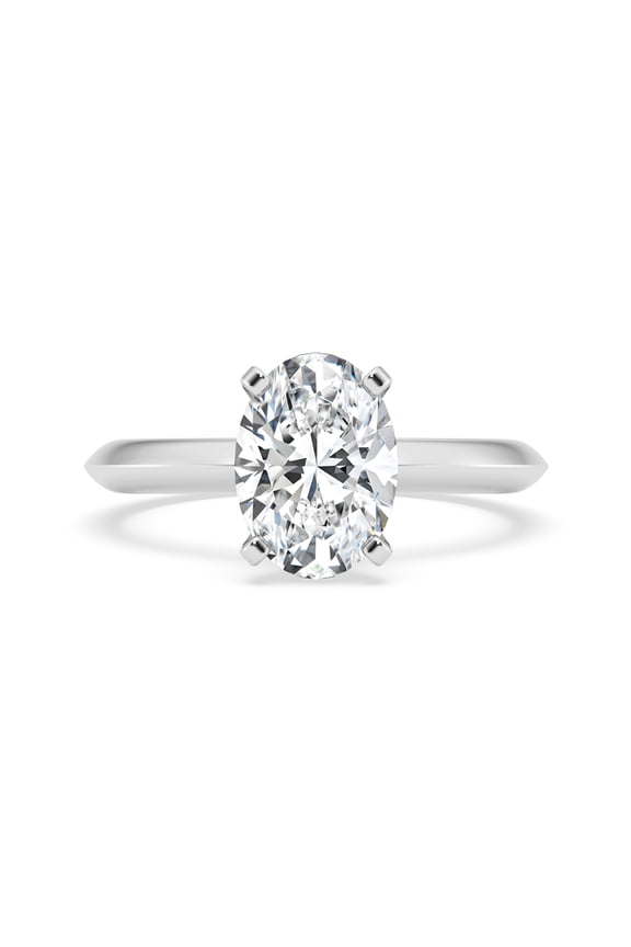 Solitaire Hidden Halo Engagement Ring for Women - 1.86 Ct Oval Simulated with Accent Stones - 14K White Gold Plated Jewelry for Wedding Events - Simulated Rings for Women's