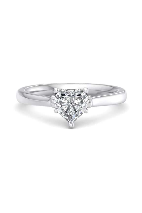 Women's 1.76 Ct Lab-Created Diamond Ring - Heart Cut Solitaire Engagement Ring - 14K White Gold Plated Ring - Chic Jewelry Gift for Her - Daily Wear Lab-Created Diamond Ring for Women