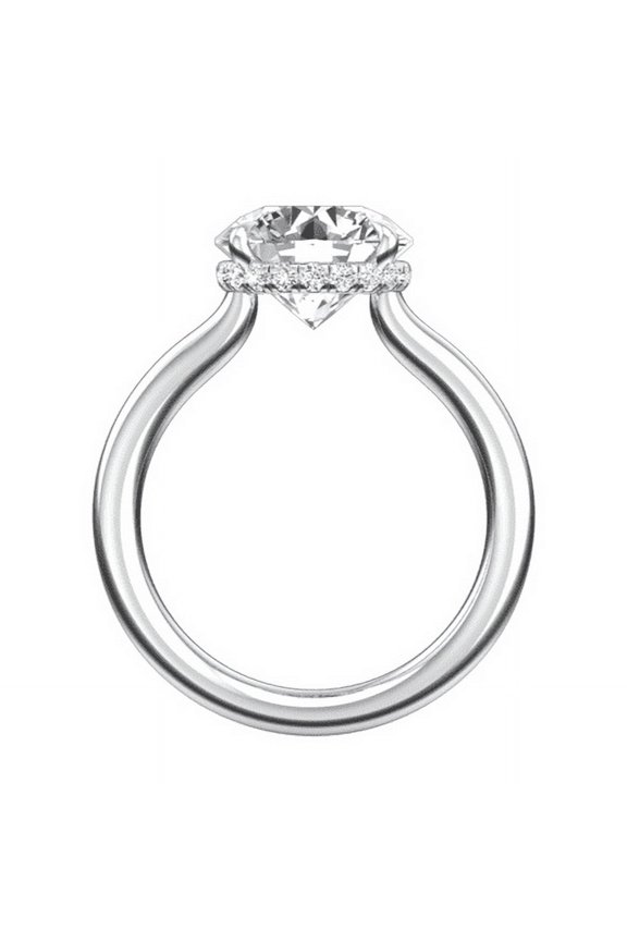 ry 1.58 Ct Low Profile Round Solitaire Engagement Ring - Moissanite with Hidden Halo - 14K White Gold Plated - Elegant Cluster Rings for Women - Ideal for Gifting