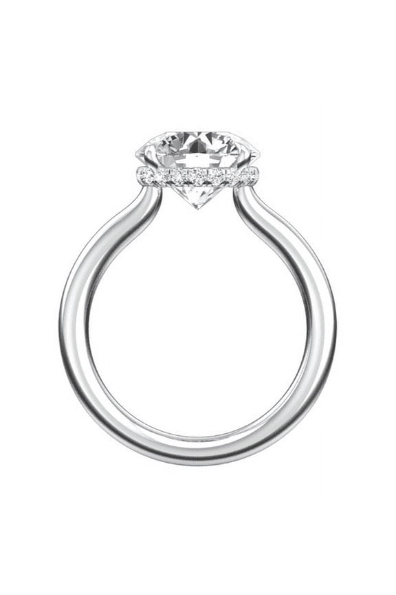 ry 1.58 Ct Low Profile Round Solitaire Engagement Ring - Moissanite with Hidden Halo - 14K White Gold Plated - Elegant Cluster Rings for Women - Ideal for Gifting