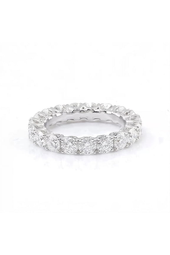 ry 1.58 Ct Round Cut Moissanite Ring - 14K White Gold Plated Eternity Band with Prong Setting - Dazzling Jewelry for Her - Perfect for Gifting on Birthdays or Just Because
